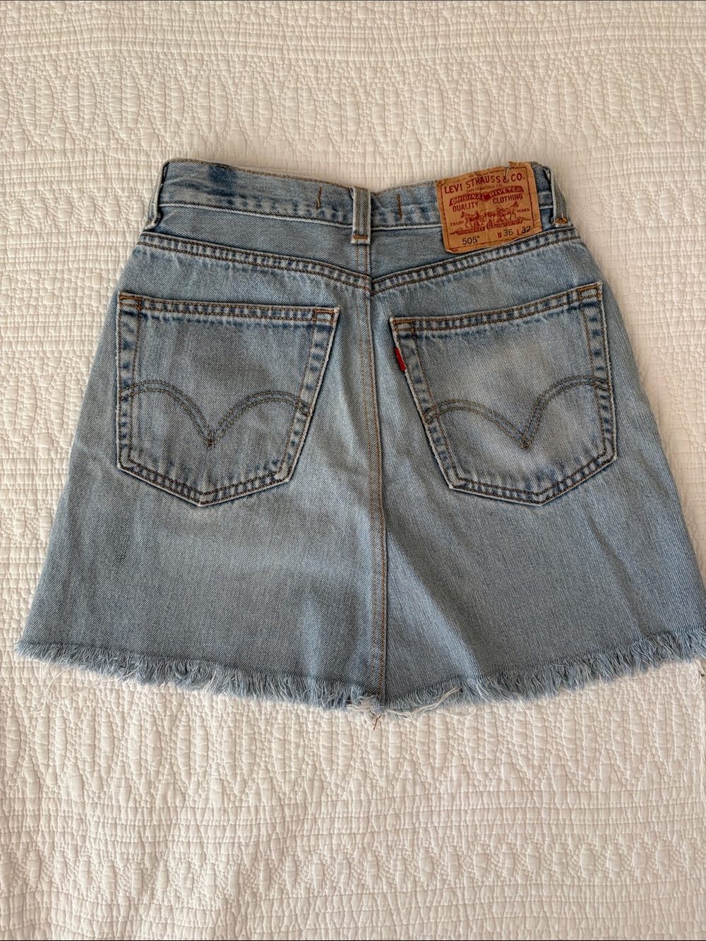 Levi's 505 Regular Fit, Light Blue Denim Mini Skirt - Picture 3 of 5